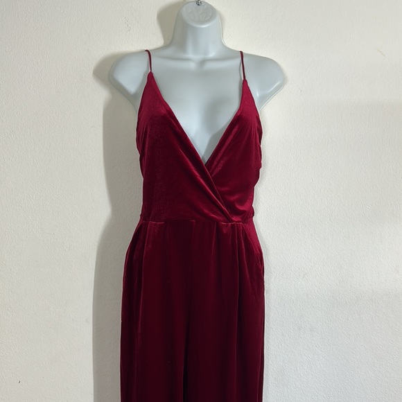 If By The Sea Red Velvet Jumpsuit Large - Picture 4 of 17